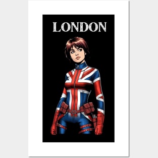 London England Female Comic Book Superhero Posters and Art